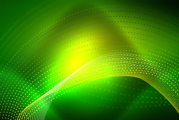 Obraz premium Abstract particles, wave background, neon motion techno design