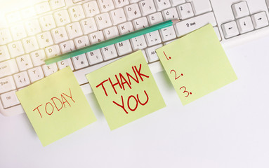 Text sign showing Thank You. Business photo showcasing replaying on something good or greetings...