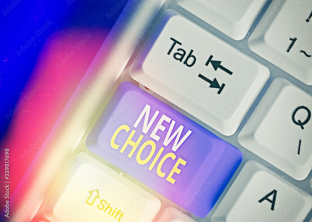 Aufkleber word writing text new choice. business photo showcasing having lot of options and adding another one
