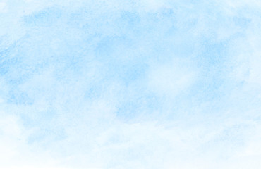 Watercolor illustration art abstract light blue color texture background, clouds and sky pattern. Watercolor stain hand paint cloudy pattern on watercolor paper