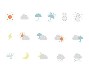 天気のアイコンのセット／イラスト／かわいい