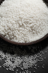 close up Japanese rice in dark background, Japanese rice in kitchen