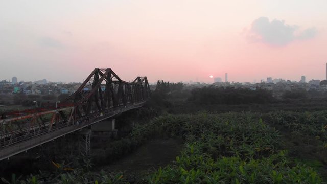 Cầu Long Biên, Vietnam Hanoi - Aerial Shot