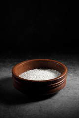 close up Japanese rice in dark background, Japanese rice in kitchen