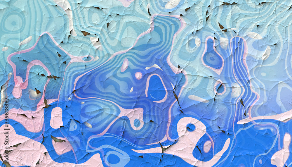 Poster creative abstract background design lineart curves waves blue and pink modern background on overlap 