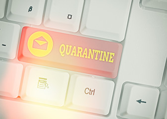 Word writing text Quarantine. Business photo showcasing restraint upon activities of individuals or...