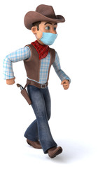 3D illustration of a cartoon character with a mask