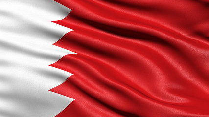 3D illustration of the flag of Bahrain waving in the wind.