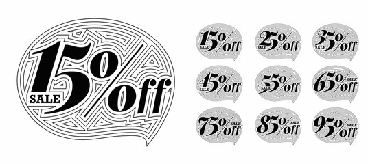 Obraz premium Sale Discount Banner Text. Discount offer price tag. Vector Modern Sticker Illustration.