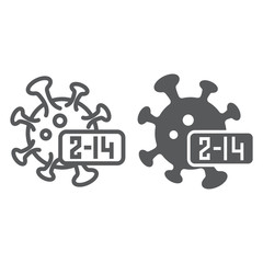 Coronavirus incubation period line and glyph icon, infection and covid-19, virus sign, vector graphics, a linear icon on a white background, eps 10.