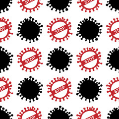 Seamless medicine pattern isolated on white background Design concept for Medical information poster against Corona virus epidemic. Covid-19