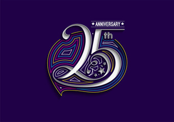 25th Years Anniversary Celebration Typography Vector Design.