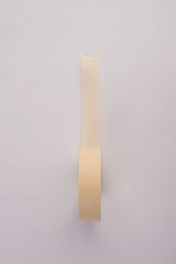 Round roll of white duct tape, adhesive tape.The view from the top