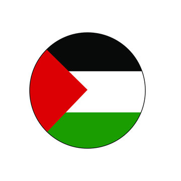 Palestine Flag Button rounded on isolated white for Middle East push button concepts. 