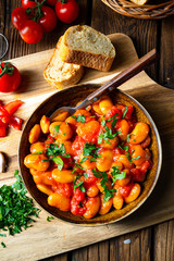 Rustic giant beans with fresh tomato sauce