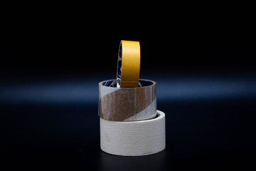 Scotch sticky tape on a black background