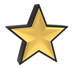 Golden star in granite. 3D illustration.