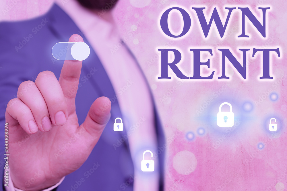 Poster handwriting text own rent. conceptual photo tangible property is leased in exchange for a monthly pa