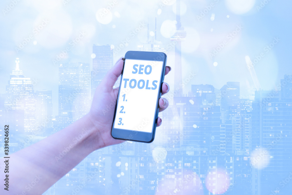 Poster handwriting text writing seo tools. conceptual photo process of affecting online visibility of websi