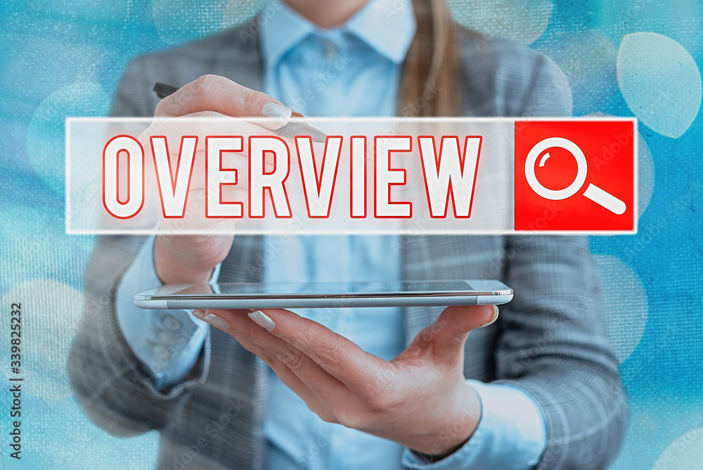 Poster text sign showing overview. business photo text the general review or summary of subject project mov