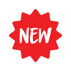 New sign. Red sale sticker. Vector red star label. Online shop promotion banner. Isolated illustration. Special offer.