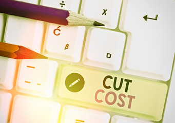 Handwriting text Cut Cost. Conceptual photo Measures implemented to reduced expenses and improved...