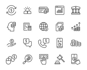 set of money icons, coin, finance, payment, tax, currency