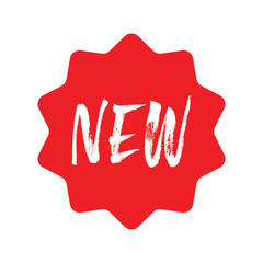 New sign. Red sale sticker. Vector red star label. Online shop promotion banner. Isolated illustration. Special offer.