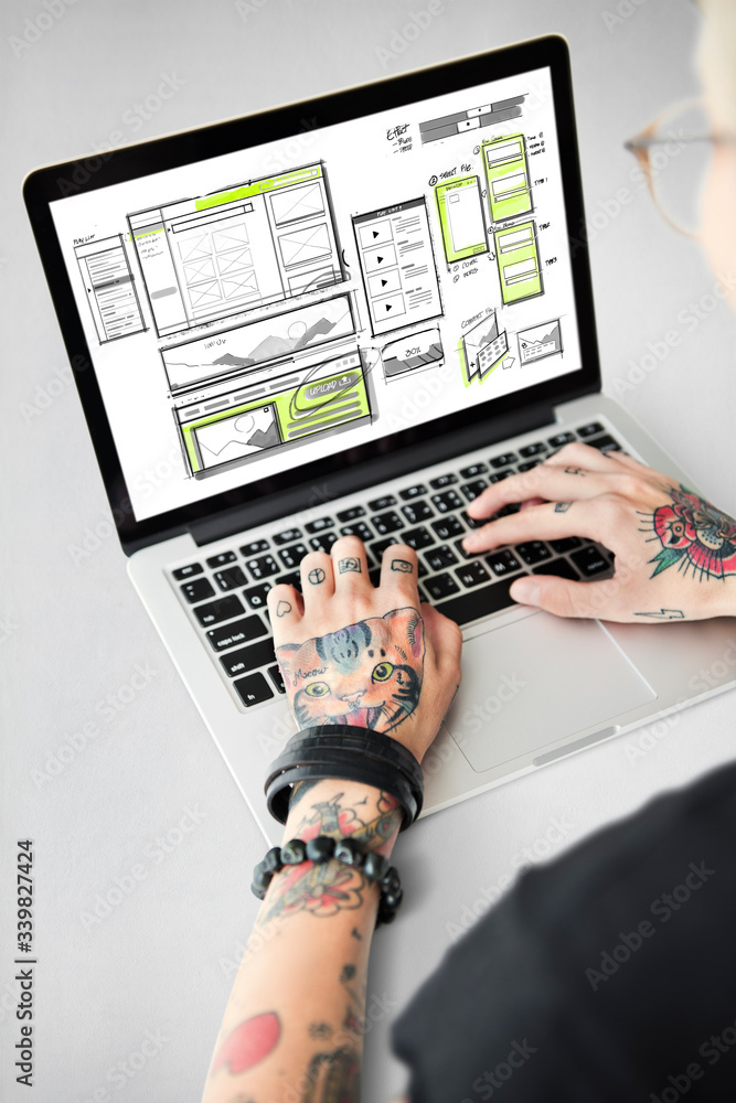 Poster website development layout sketch drawing