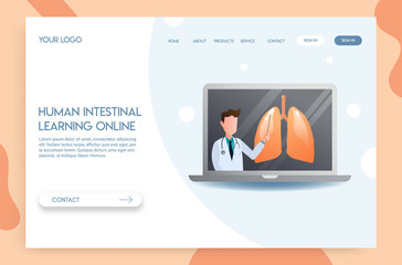Landing page Online doctor concept. Experts advise Human lung system in learning online.