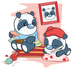 Fotobehang Vector Illustration Sick Panda Family © liusa