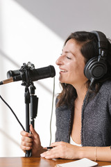 Businesswoman interviewed for a podcast