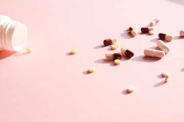 Assorted pharmaceutical medicine pills, tablets and capsules