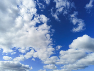 Naklejka na ściany i meble Simple blue cloudy sky, Nature background, day time.