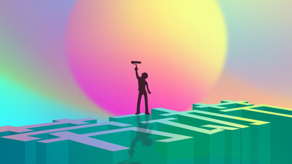 Colorful 51 Labor Day creative illustration, a painter at work. © hqrloveq