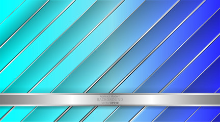 Metallic chrome silver blue turquoise elegant realistic geometric abstract modern frame vector background hi-tech techno futuristic rippled decoration