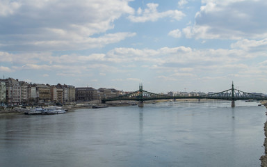 Fototapeta na wymiar view of the chain bridge, or Sechenyi bridge - suspension bridge over the Danube River