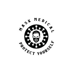 Mask man a medical logo design. Awesome modern mask man logo. A mask man medical logotype.