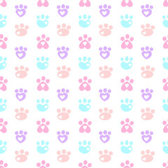 Animal Puppy Cat Paw Print Seamless Pattern Cartoon 