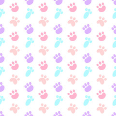 Animal Puppy Cat Paw Print Seamless Pattern Cartoon 