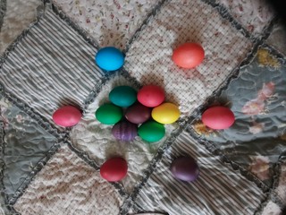 christmas, easter, decoration, holiday, red, celebration, colorful, egg, food, eggs, white, closeup, ball, green, spring, yellow, blue, season, xmas, color, isolated, chocolate, sweet, candy, nest