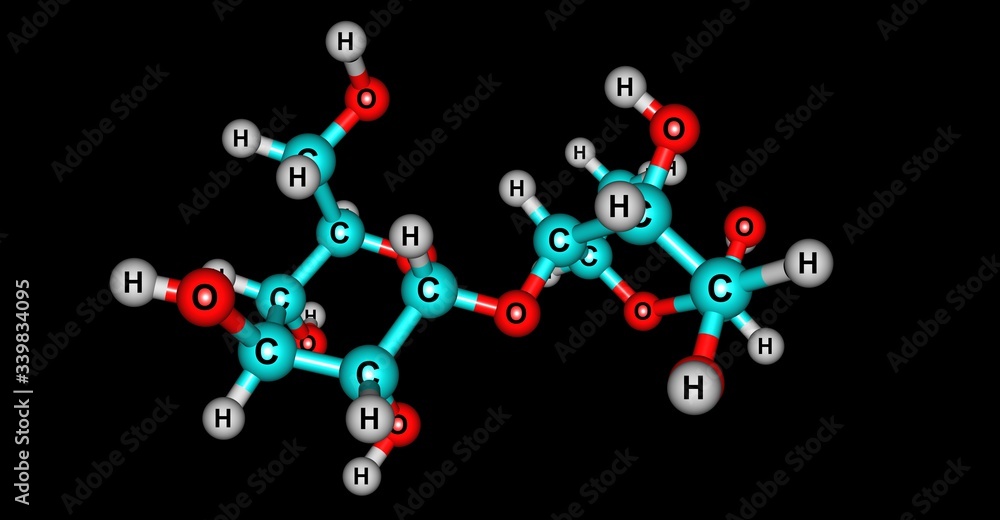 Wall mural maltose molecular structure isolated on black