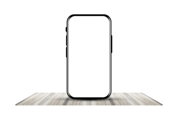 Mock up Mobile smart phone on wood table