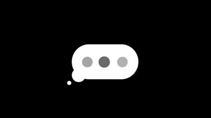 White text message bubble popping up on screen with a 'writing' loading symbol.