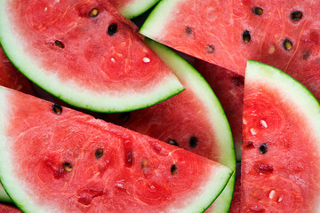 Slices of juicy red watermelon