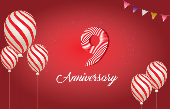 9 years anniversary celebration logo vector template design illustration