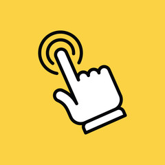 Clicking finger icon, hand pointer vector. Click mouse.