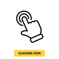 Clicking finger icon, hand pointer vector. Click mouse.
