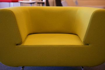 a yellow sofa in the house