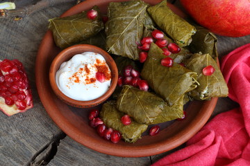Dolma on a ceramic plate with chacha
